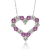 Suzy Levian Sterling Silver Pink Sapphire & Diamond Accent Alternating Heart Eternity Pendant In Pink