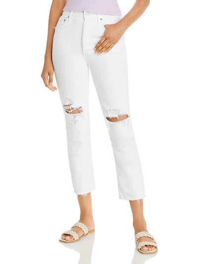 Agolde Womens Denim Distressed Cropped Jeans In Multi