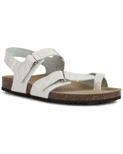 Geox Brionia Leather Sandal In White