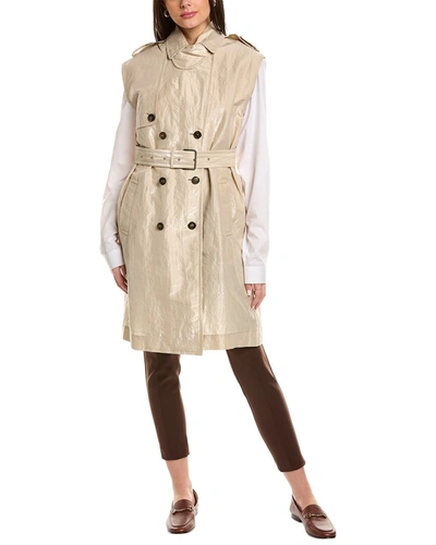 Brunello Cucinelli Belted Trench Coat In Beige