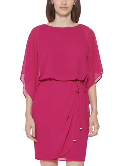 Jessica Howard Petites Womens Chiffon Cape-sleeves Cocktail And Party Dress  In Pink | ModeSens
