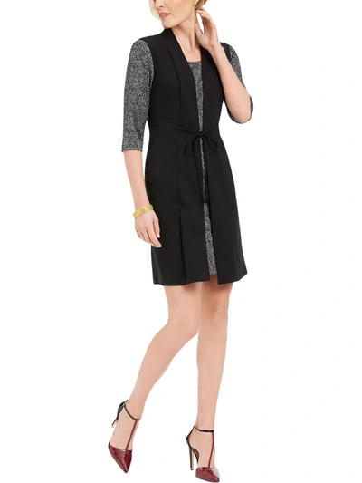 Connected Apparel Petites Womens Elbow Sleeve Short Wear To Work Dress In Black