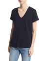 VINCE PIMA COTTON V-NECK T-SHIRT, LIGHT BLUE