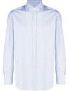 Borrelli Mini-check Spread-collar Shirt In Clear Blue