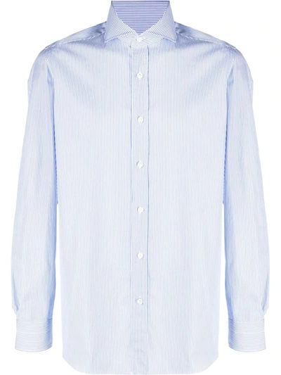 Borrelli Classic Striped Shirt In Clear Blue