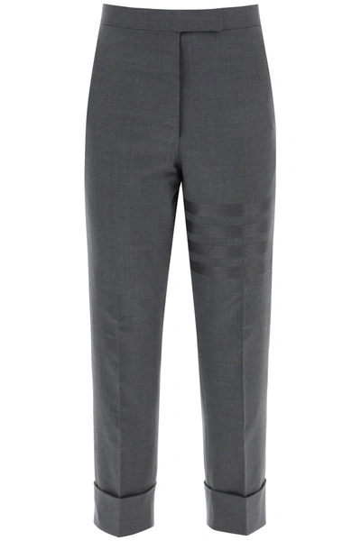 Thom Browne 4-bar Cropped Trousers In Grey