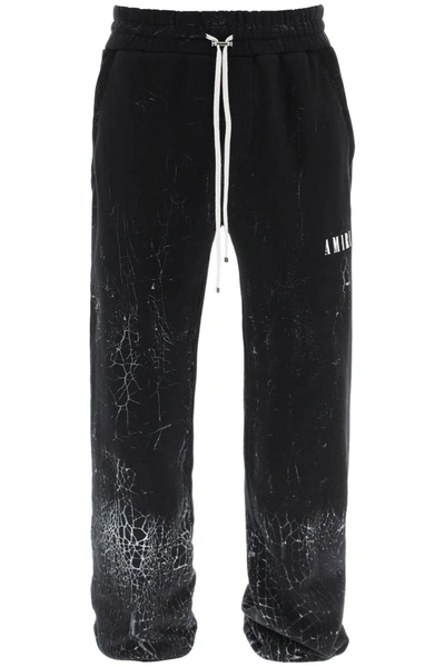 Amiri Cracked Dye Logo Sweatpants In Black