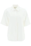 LOULOU STUDIO OVERSIZED VISCOSE AND LINEN SHORT SLEEVED SHIRT