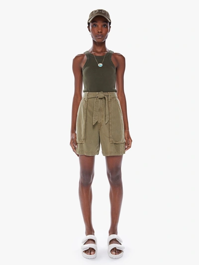 Mother The Chute Paperbag Shorts In Green