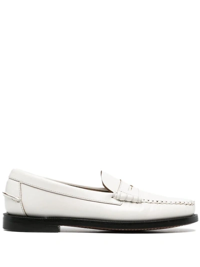 Sebago Dan Penny-slot Flat Leather Loafers In White
