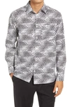 TED BAKER HUDSON GEO TILE LONG SLEEVE BUTTON-UP SHIRT