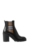Burberry Allostock Leather Check Heeled Chelsea Booties In Black