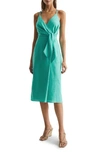 Reiss Esme Linen Midi Dress In Aqua