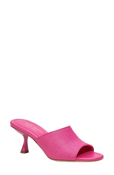 Kate Spade Malibu Summer Raffia Slide Sandals In Magenta Dahlia