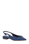 Kate Spade Veronica Raffia Sling-back Pointed Ballet Flats In Blazer Blue