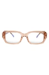 Fifth & Ninth Noa 51mm Rectangular Blue Light Blocking Glasses In Tan/ Clear