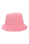 Burberry Crochet Bucket Hat In Bubblegum Pink