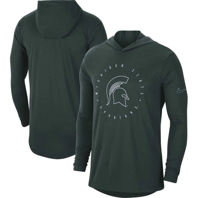 NIKE NIKE GREEN MICHIGAN STATE SPARTANS CAMPUS TRI-BLEND PERFORMANCE LONG SLEEVE HOODED T-SHIRT