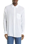 OUR LEGACY RELAXED FIT INITIAL STRIPE BUTTON-UP SHIRT