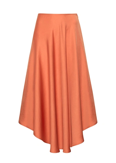 Lapointe Satin Handkerchief Skirt In Coral