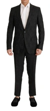 DOLCE & GABBANA DOLCE & GABBANA BLACK BROCADE FORMAL 2 PIECE MARTINI MEN'S SUIT