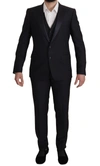 DOLCE & GABBANA DOLCE & GABBANA BLACK VIRGIN WOOL FORMAL 3 PIECE MEN'S SUIT