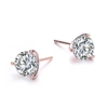 RACHEL GLAUBER RG WHITE GOLD PLATED AND CLEAR CUBIC ZIRCONIA SOLITAIRE STUD EARRINGS