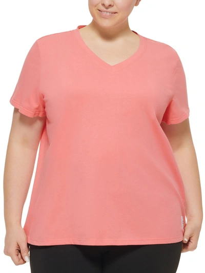 Calvin Klein Performance Plus Womens V-neck Fitness Shirts & Tops In Pink