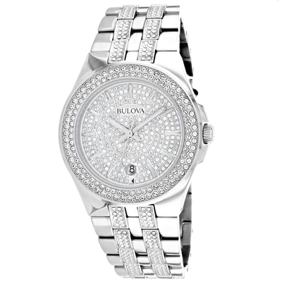 Bulova Men's White Dial Watch In Silver