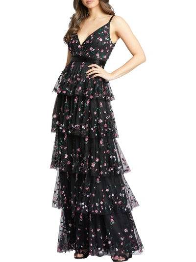 Mac Duggal Womens Floral Maxi Evening Dress In Multi