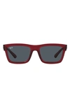 Ray Ban Warren 54mm Rectangular Sunglasses In Transparent Red