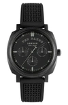 Ted Baker Caine Multifunction Silicone Strap Watch, 44mm In Black