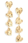 Oscar De La Renta Crushed Heart Drop Earrings In Gold