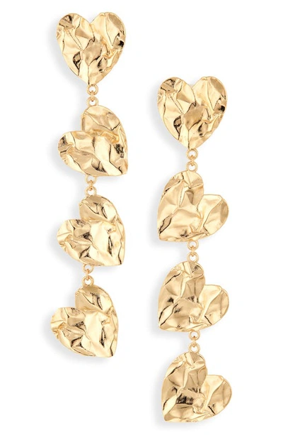 Oscar De La Renta Crushed Heart Drop Earrings In Gold