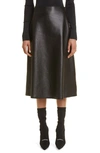 BALENCIAGA A-LINE LAMBSKIN LEATHER SKIRT