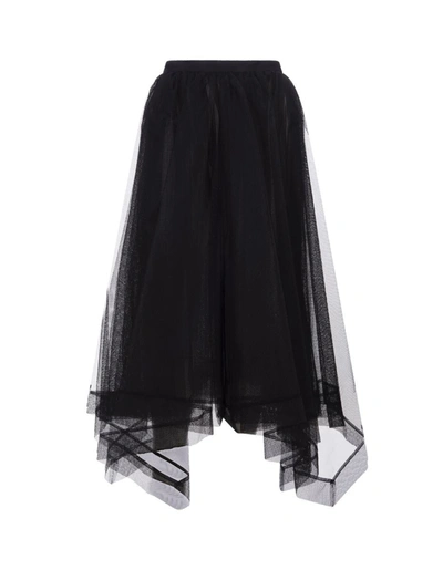 Alexander Mcqueen Tulle Layer Asymmetric Hem Midi Skirt In Black