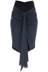 ALAÏA ASYMMETRIC HEM DRAPED JERSEY SKIRT