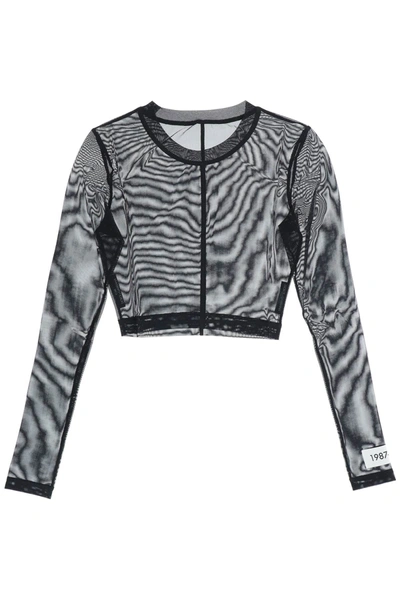 Dolce & Gabbana Long-sleeved Tulle Crop-top In Black