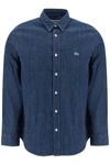 Lacoste Organic Cotton Denim Shirt With Embroidered Crocodile Logo