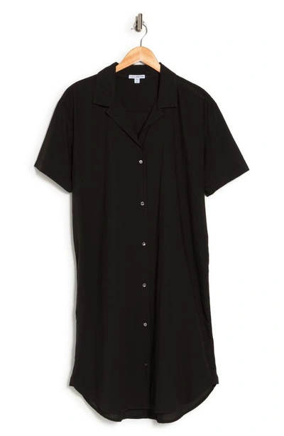 James Perse Button-down Shirtdress In Black
