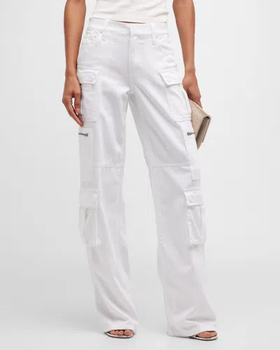 Alice And Olivia Cay Denim Cargo Trousers In White
