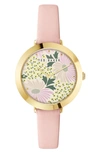 Ted Baker Ammy Floral Leather Strap Watch, 34mm In Pink