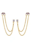 ETTIKA DOUBLE PIERCING CHAIN DROP EARRINGS