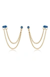 ETTIKA DOUBLE PIERCING CHAIN DROP EARRINGS