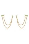Ettika Double Piercing Chain Drop Earrings In Apple Green