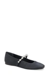 Dolce Vita Roxana Imitation Pearl Ballet Flat In Onyx Satin