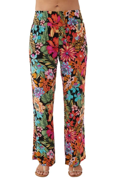 O'neill Johnny Reina Floral Smocked Waist Pants In Multi Colored
