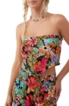 O'neill Jayson Strapless Floral Top In Red Multi Colored