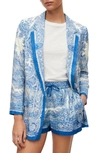 Allsaints Paisley Print Aleida Blazer In Blue/ White