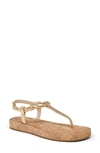 Paige Dawn Metallic Leather Cork Thong Sandals In Gold